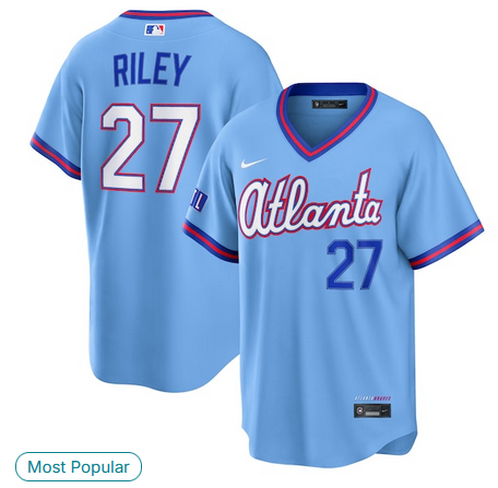Men Atlanta Braves #27 Riley blue Nike 2026 City Connect Stadium Jersey